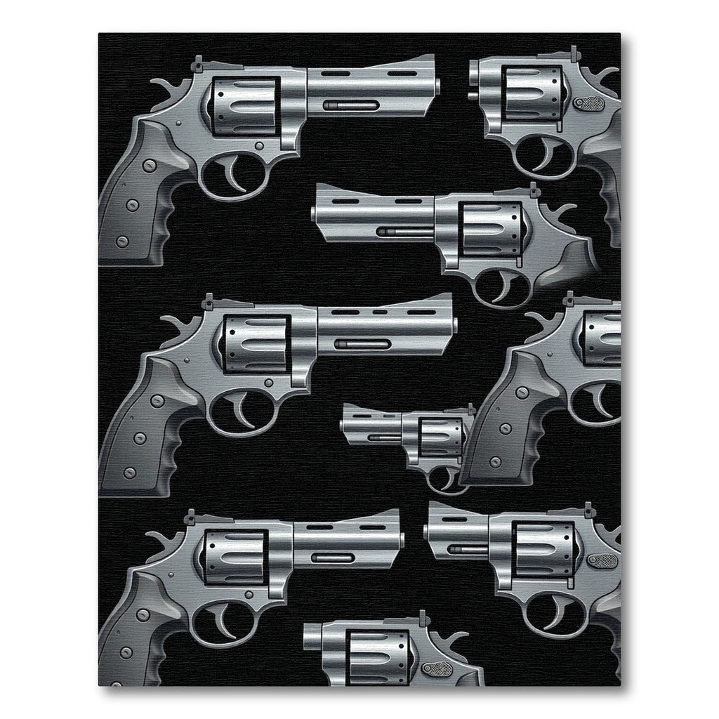 Monochrome Revolver Graphic Illustration Rug