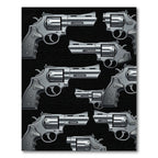 Monochrome Revolver Graphic Illustration Rug
