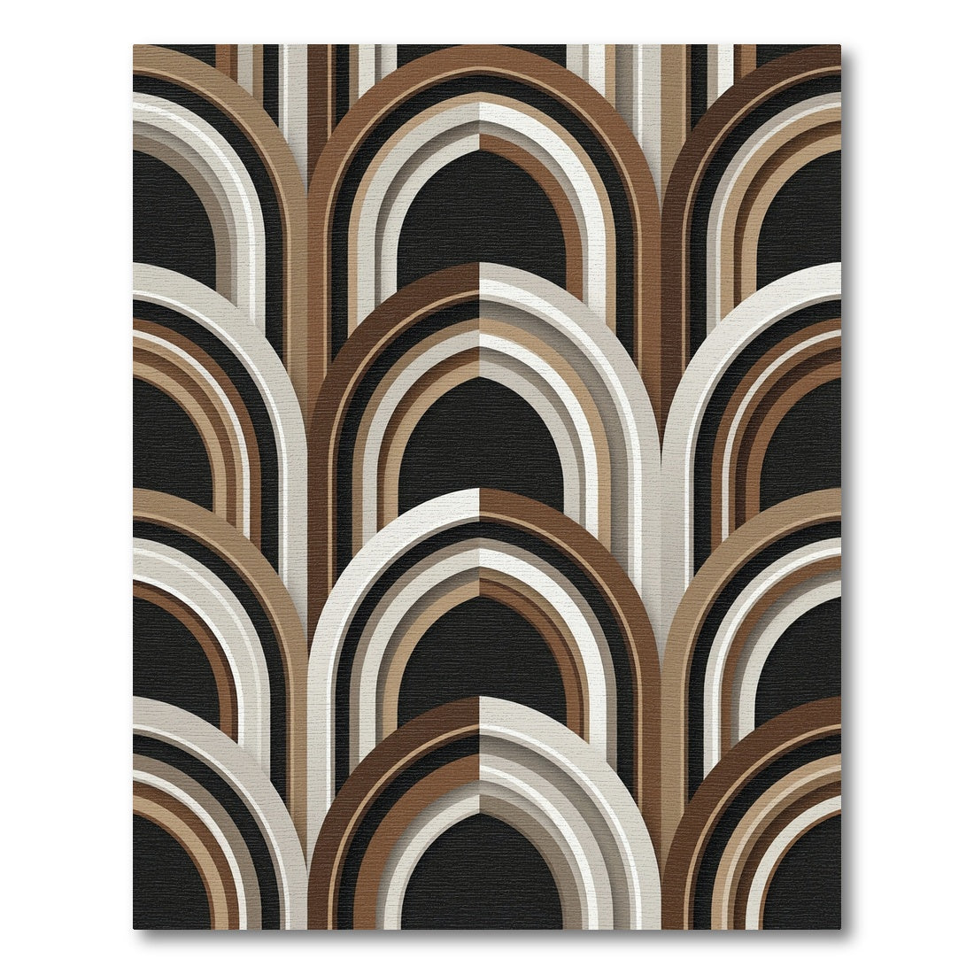 Mid Century Modern Arched Earthy Neutral Rug