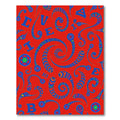 Red Blue Whimsical Alphabet Waves Rug
