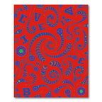 Red Blue Whimsical Alphabet Waves Rug