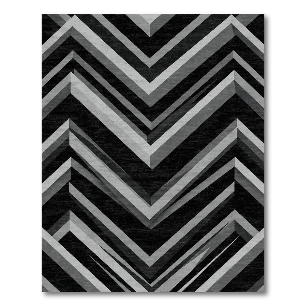 Modern Monochrome Chevron Geometric Art Rug