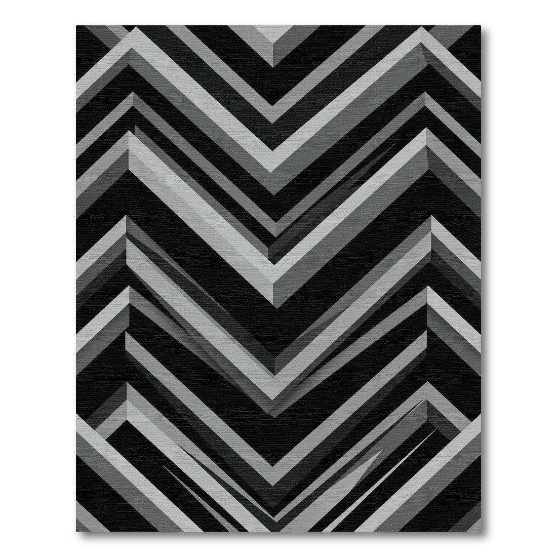 Modern Monochrome Chevron Geometric Art Rug