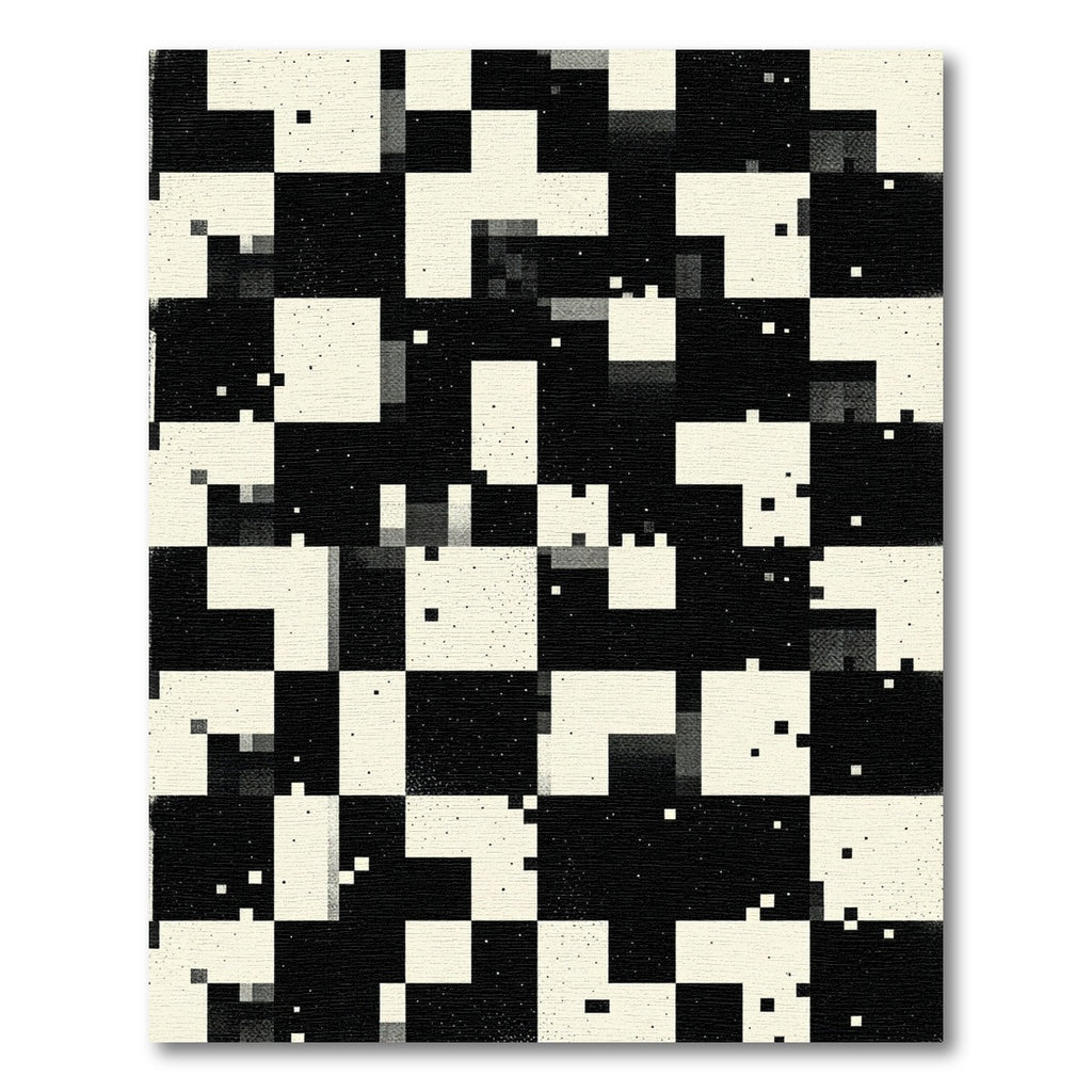 Monochrome Abstract Geometric Squares Rug