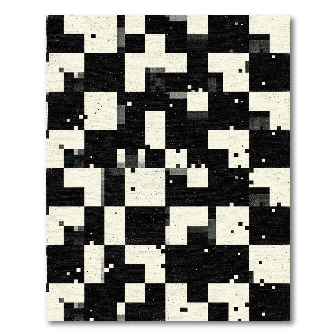 Monochrome Abstract Geometric Squares Rug