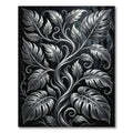Monochrome Silver Botanical Foliage Swirl Rug