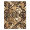 Elegant Gold and Brown Quatrefoil Medallion Rug