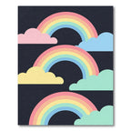 Pastel Rainbow Clouds on Dark Sky Rug