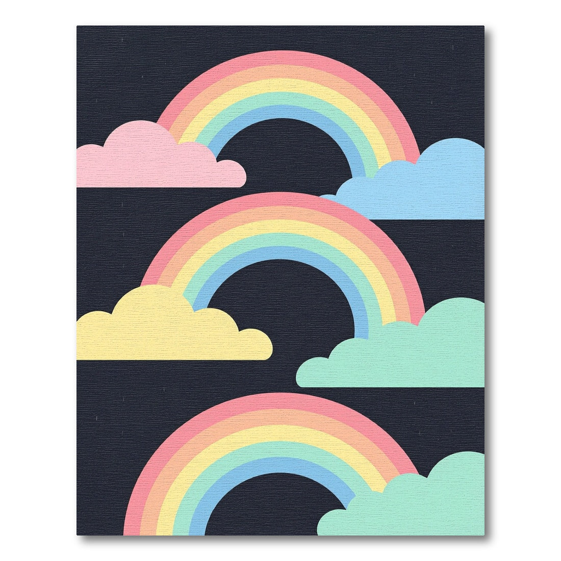 Pastel Rainbow Clouds on Dark Sky Rug