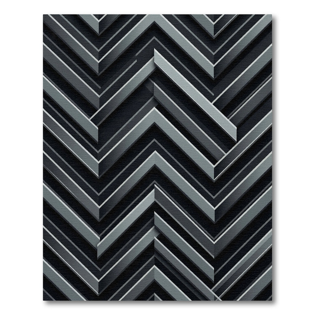 Modern Monochrome Chevron Metallic Stripe Rug