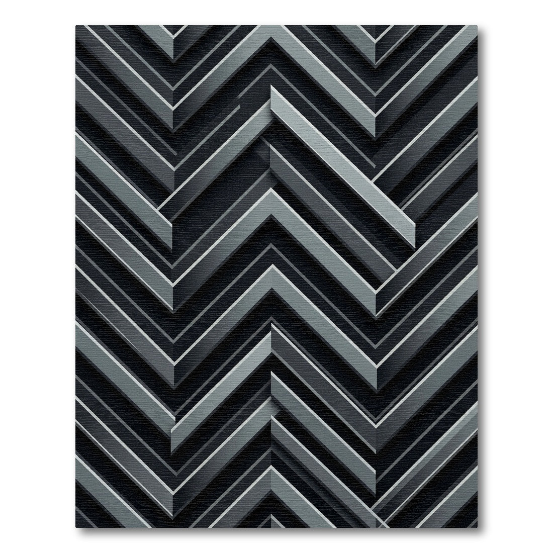 Modern Monochrome Chevron Metallic Stripe Rug