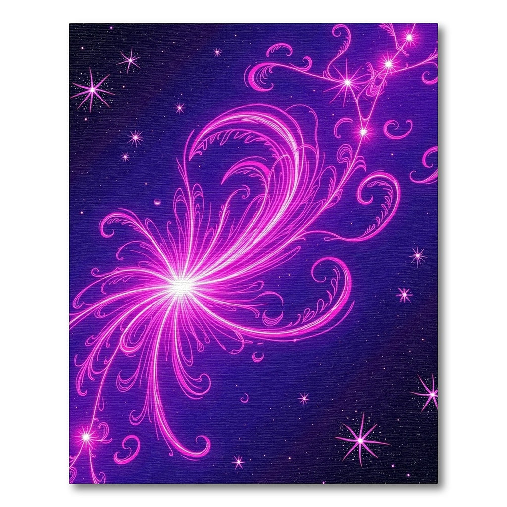Vibrant Neon Pink Swirl Galaxy Rug