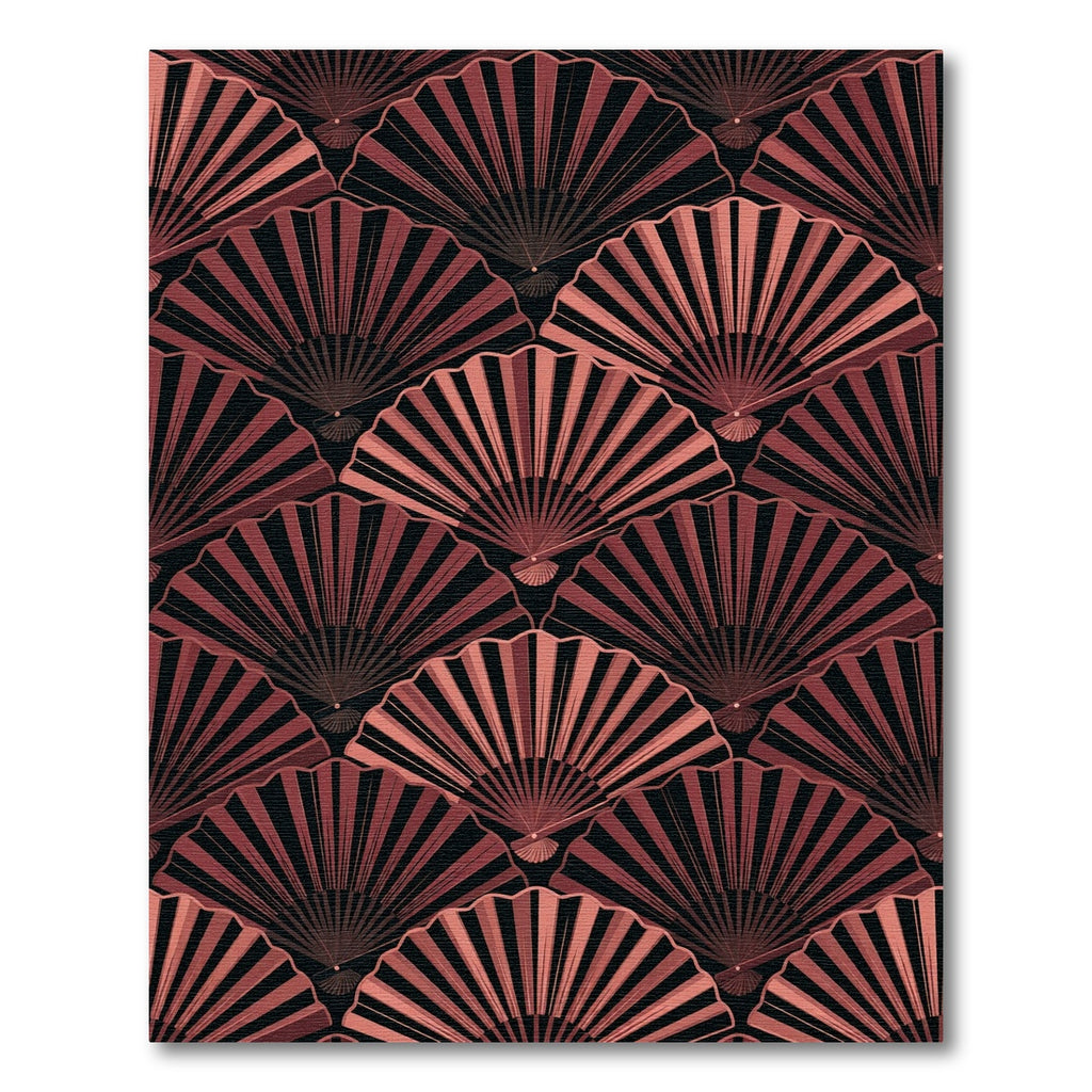 Art Deco Fan Crimson Layered Rug