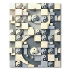 Gray Yin Yang Geometric Arrangement Rug