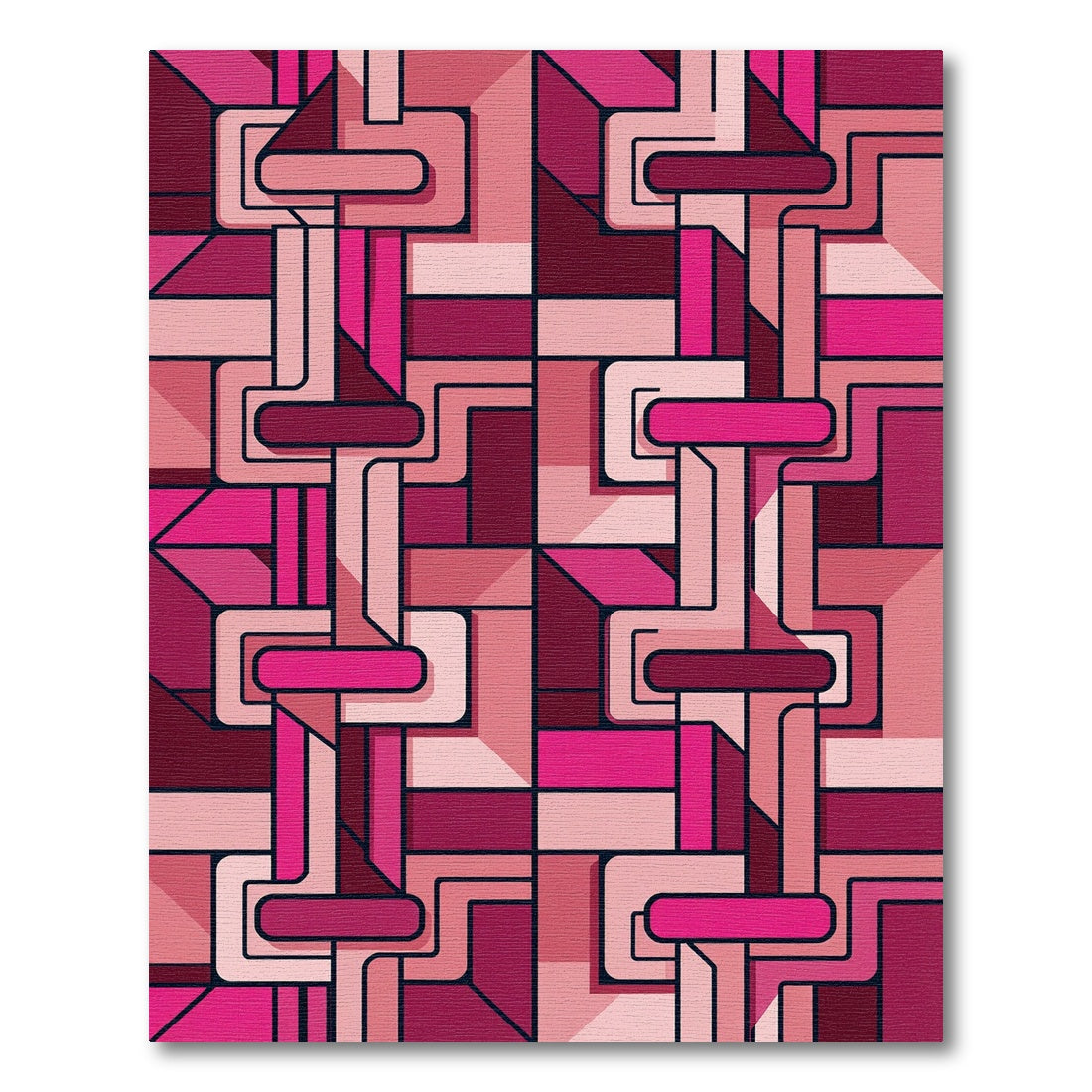 Geometric Magenta Interlocking Form Rug
