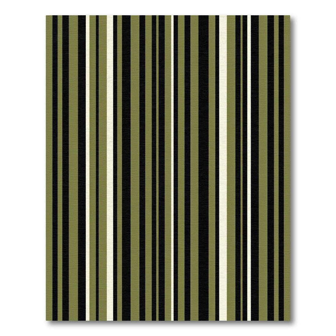 Olive Green and Black Vertical Stripes Rug