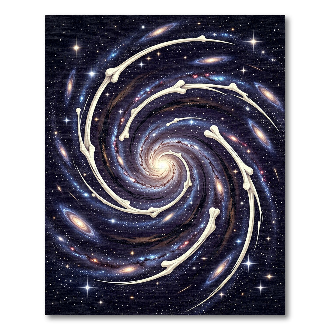 Cosmic Spiral Galaxy Bone Art Rug