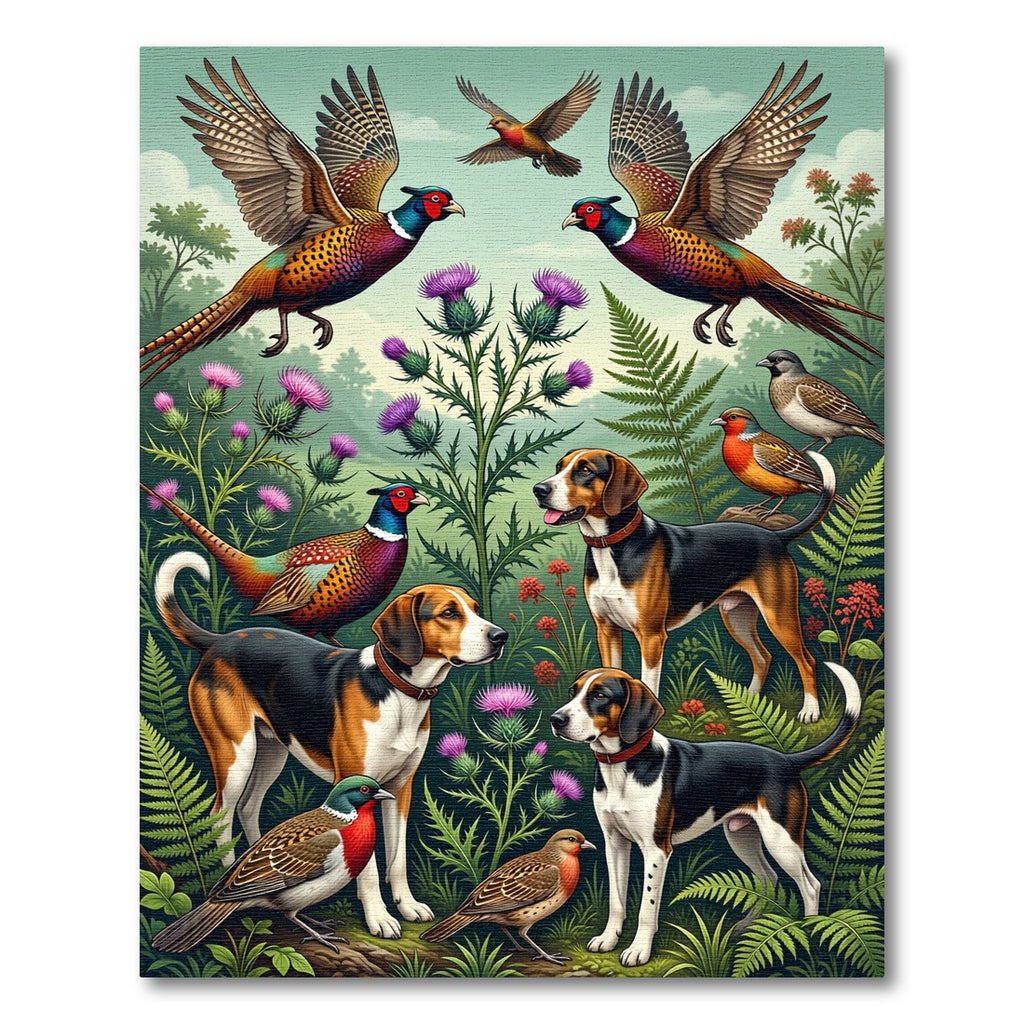 Pheasant and Hound Wildlife Landscape Rug