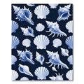 Deep Blue White Seashell Collection Rug