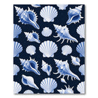 Deep Blue White Seashell Collection Rug