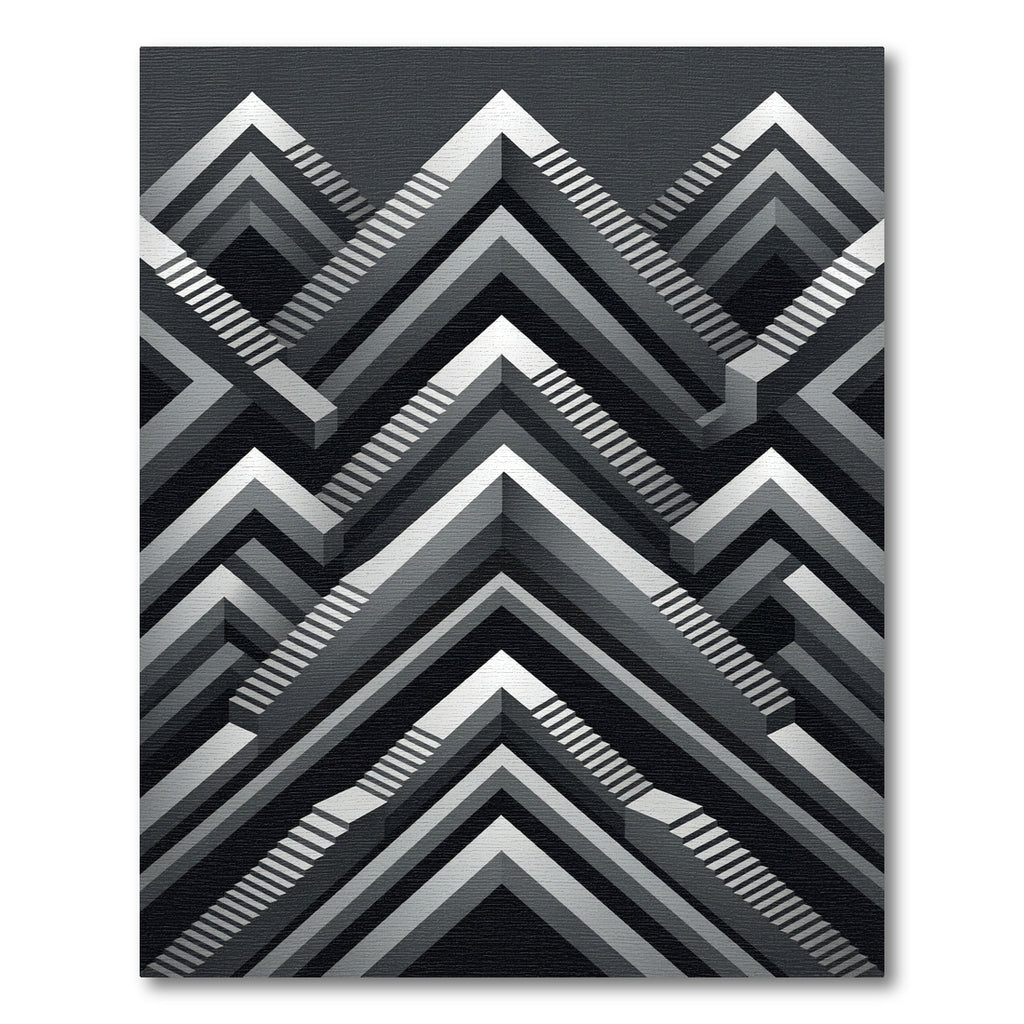 Monochromatic Geometric Illusion Stairs Rug