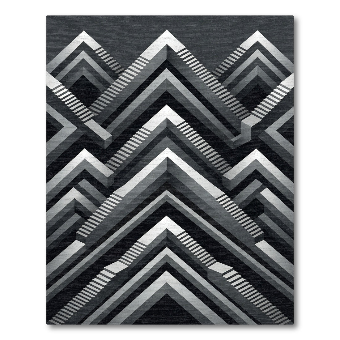 Monochromatic Geometric Illusion Stairs Rug
