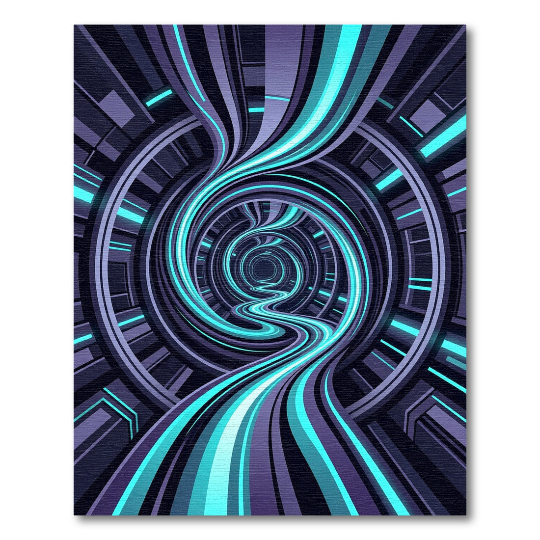 Neon Cybernetic Vortex Swirl Rug