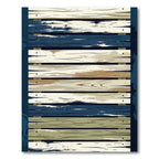 Rustic Coastal Blue and Cream Plank Rug