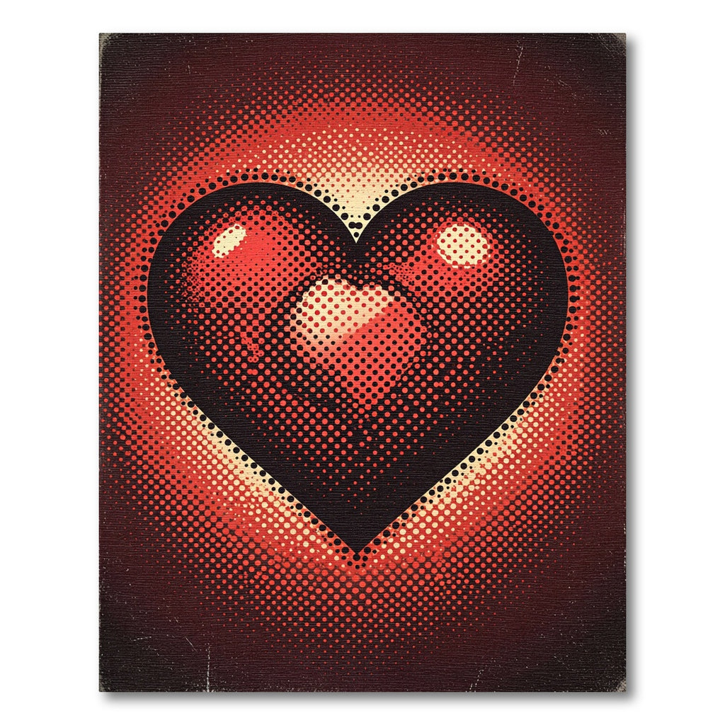 Retro Halftone Crimson Heart Icon Rug