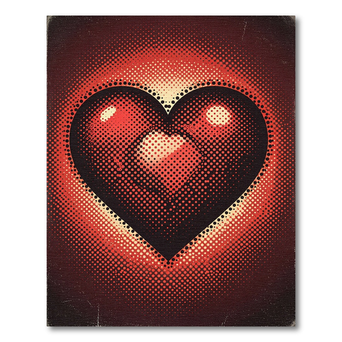 Retro Halftone Crimson Heart Icon Rug
