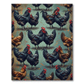 Rustic Farmhouse Rooster Chicken Art Rug