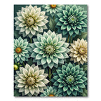 Sage and Cream Botanical Dahlia Floral Rug