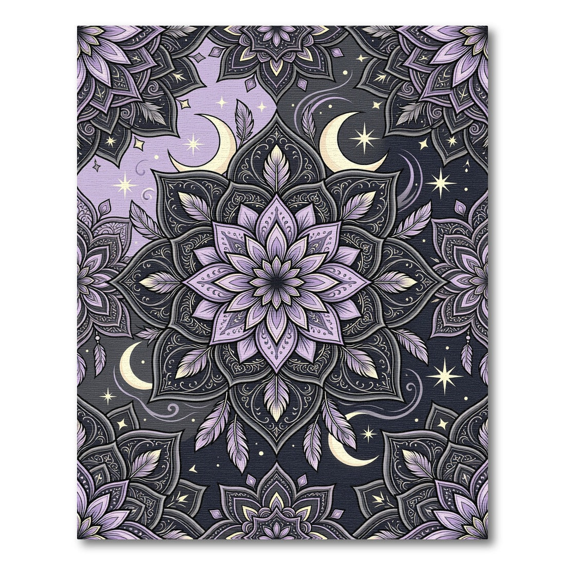 Lavender Moon Crescent Mandala Rug