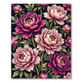Vibrant Pink Peony Botanical Ink Illustration Rug