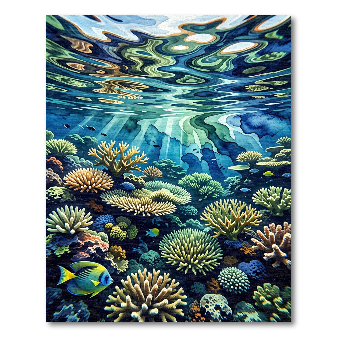 Vibrant Underwater Coral Reef Scenery Rug
