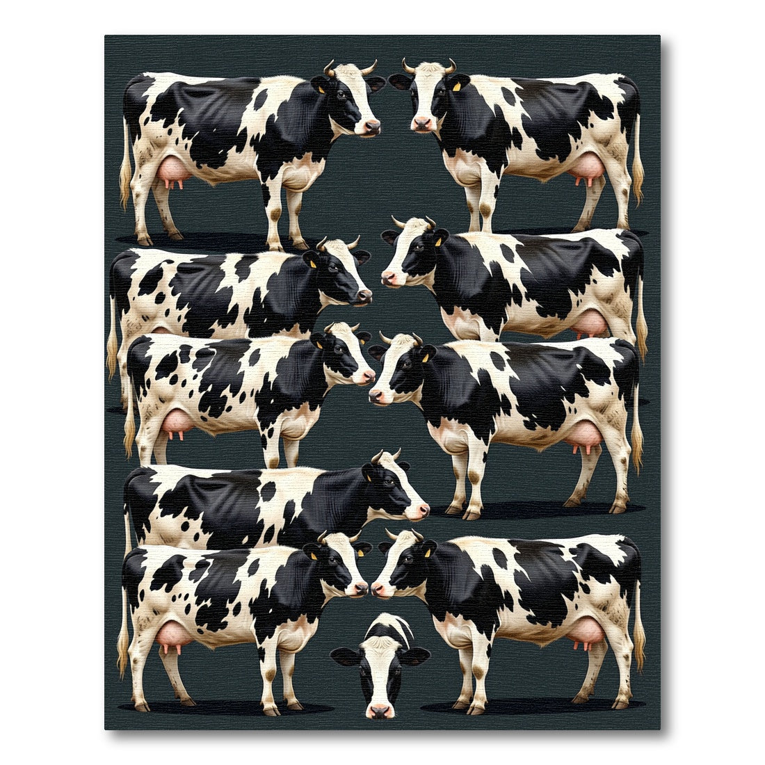 Black and White Holstein Cow Herd Rug