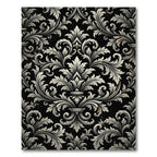 Elegant Monochrome Damask Scroll Filigree Rug