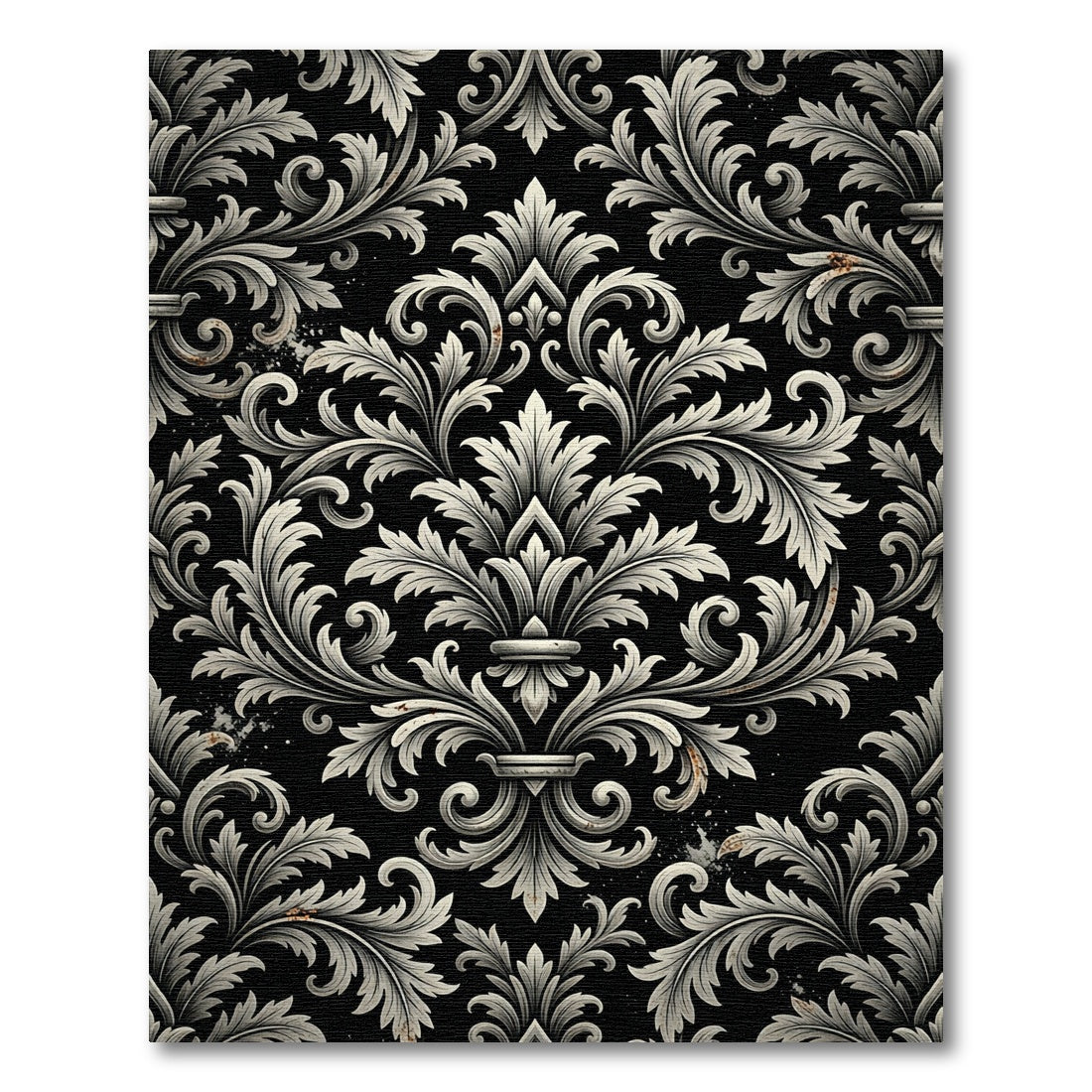 Elegant Monochrome Damask Scroll Filigree Rug