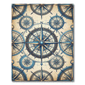 Vintage Nautical Blue Compass Star Medallion Rug