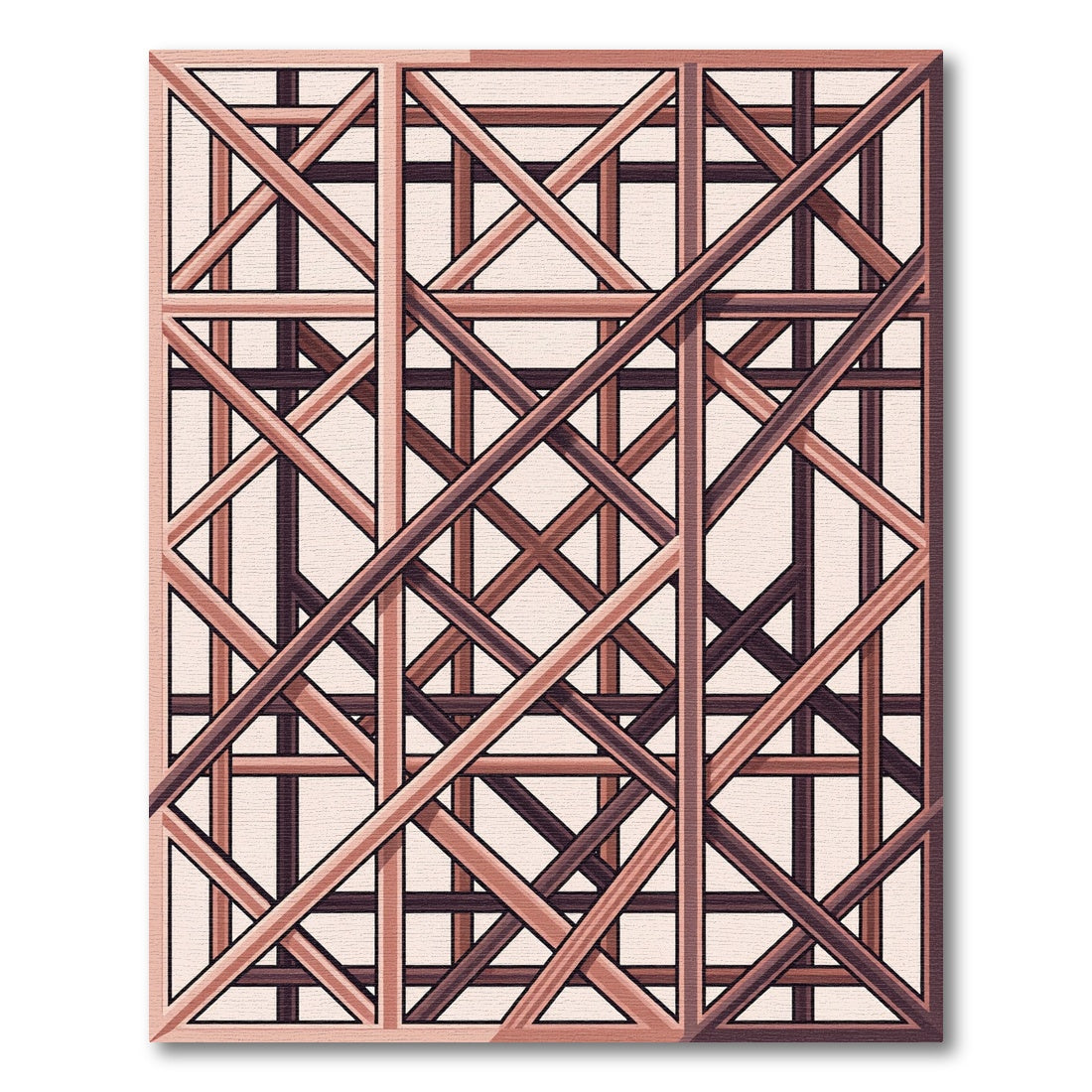 Geometric Lattice Pink Brown Layers Rug