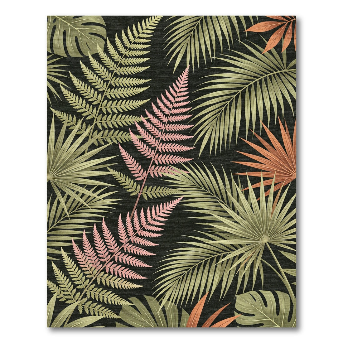 Lush Tropical Fern and Palm Foliage Rug