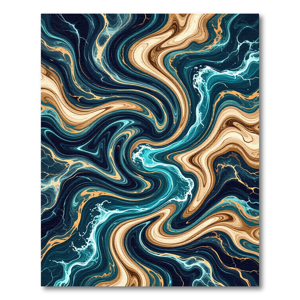 Liquid Gold and Teal Swirls Rug