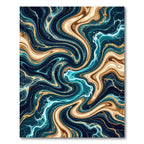 Liquid Gold and Teal Swirls Rug