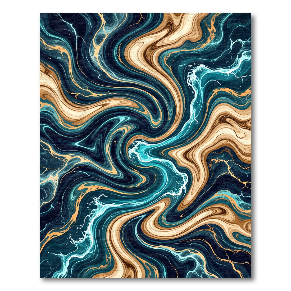 Liquid Gold and Teal Swirls Rug