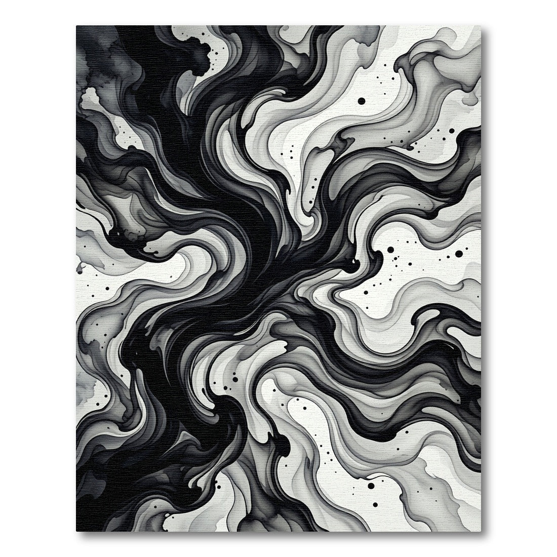Abstract Black Ink Swirls Rug
