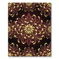 Golden Chrysanthemum Burgundy Floral Medallion Rug