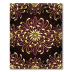 Golden Chrysanthemum Burgundy Floral Medallion Rug