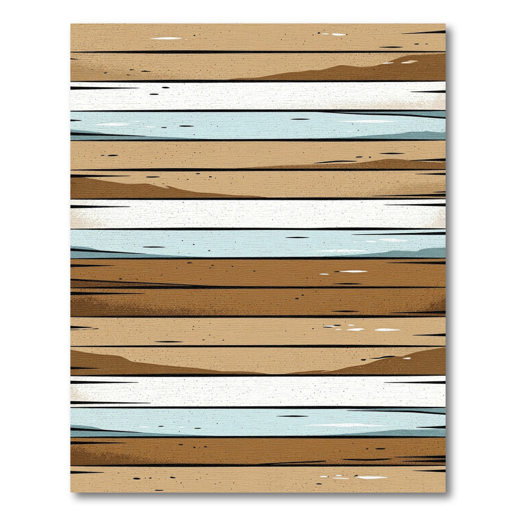 Rustic Brown White Blue Wood Grain Rug