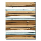 Rustic Brown White Blue Wood Grain Rug