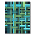 Woven Blue and Green Linear Grid Rug